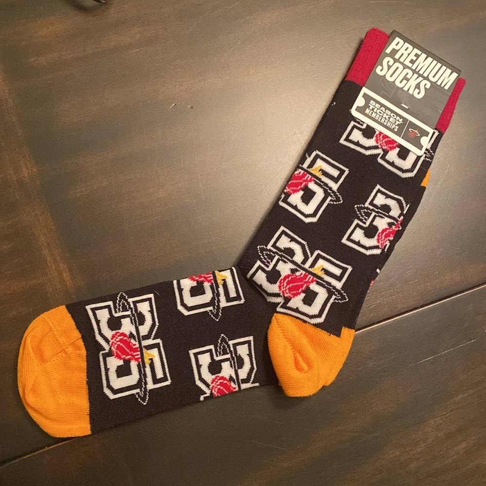 NWT! Miami Heat Logo Crew Socks “35th Anniversary” Edition